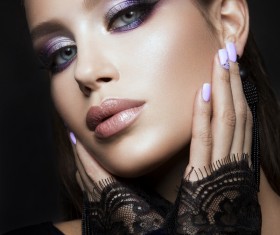 Beautiful girl with bright makeup and beautiful hairstyle 01