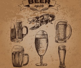 Beer food illustration hand darwing vector 06