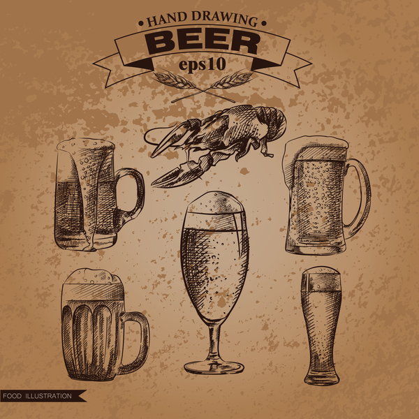 Beer food illustration hand darwing vector 06