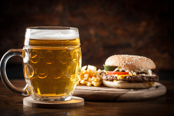 Beer with fast food Stock Photo 01