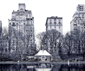 Black and white building Stock Photo