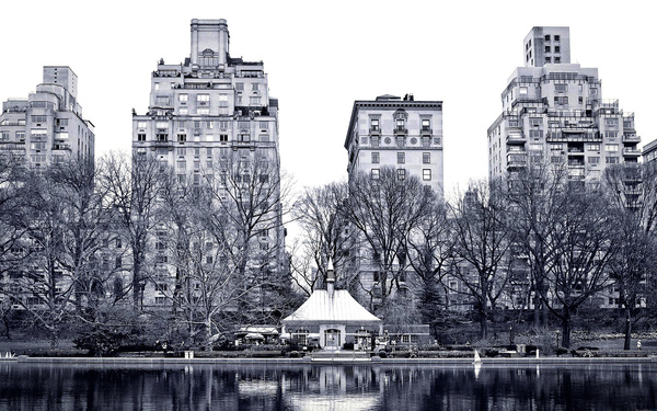 Black and white building Stock Photo