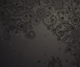 Black flower with dark grunge background vector