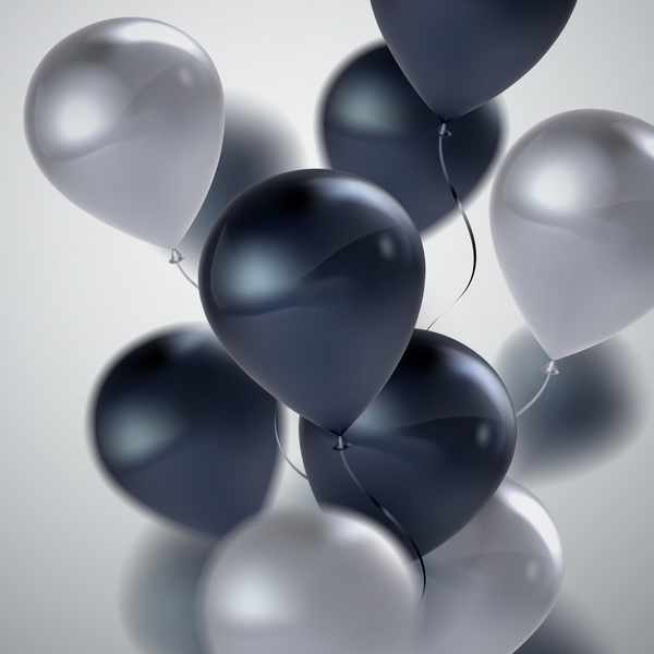 Black silver balloon background vector 01