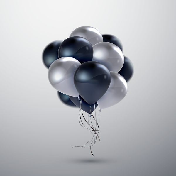 Black silver balloon background vector 03