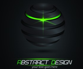 Black sphere and green lights with dark background vector
