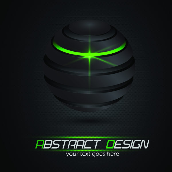 Black sphere and green lights with dark background vector