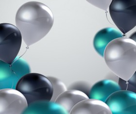 Black with silver and green balloon background vector