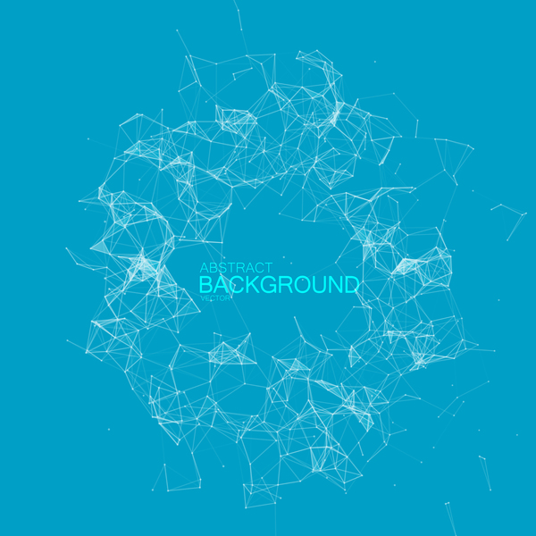 Blue background with particles and lines vector