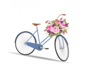 Blue bicycle with flower basket vector