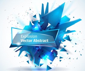 Blue explosion backgrounds with glass banner vector 01