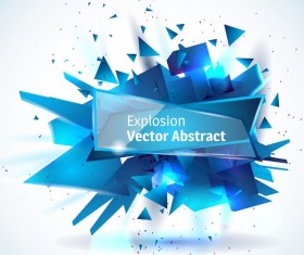 Blue explosion backgrounds with glass banner vector 02