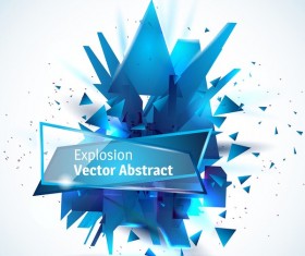 Blue explosion backgrounds with glass banner vector 03
