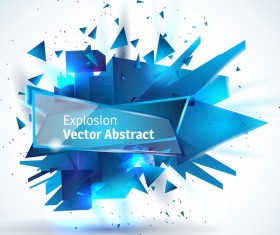 Blue explosion backgrounds with glass banner vector 04