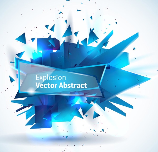 Blue explosion backgrounds with glass banner vector 04