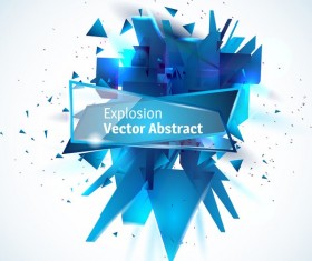 Blue explosion backgrounds with glass banner vector 05