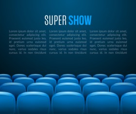 Blue seats with cinema background vector 01