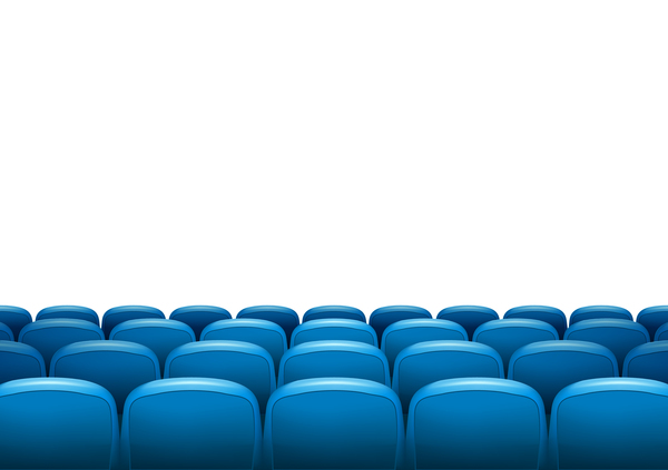 Blue seats with cinema background vector 02