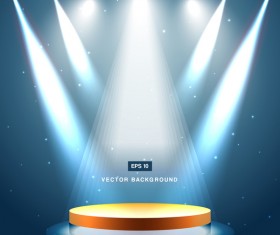 Blue spotlight with stage background vector 01
