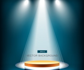 Blue spotlight with stage background vector 02