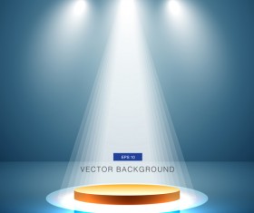 Blue spotlight with stage background vector 03