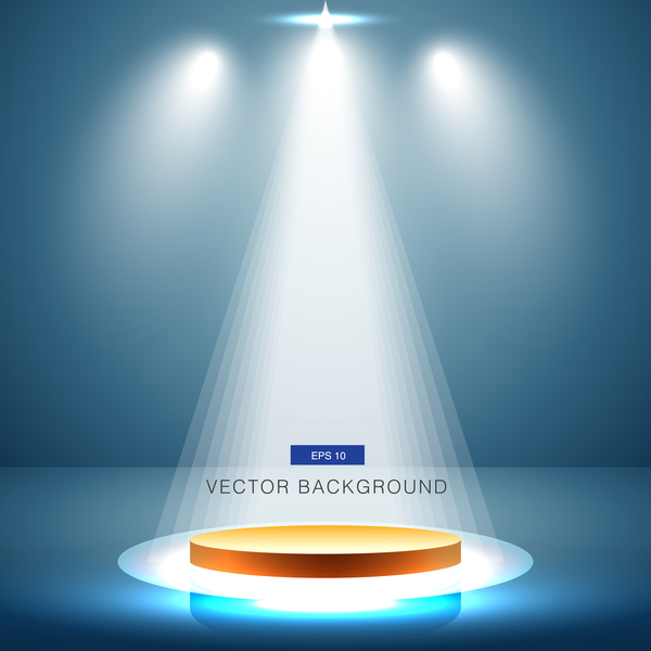 Blue spotlight with stage background vector 03