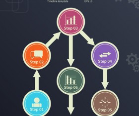 Blue timeline infographic template vectors 01