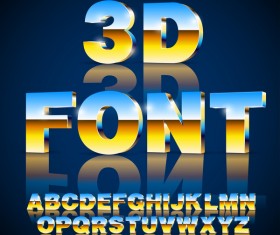 Blue with golden gradient alphabet with number vector material