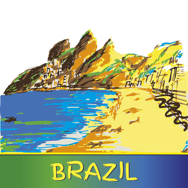 Brazilian scenery hand drawing vectors 02