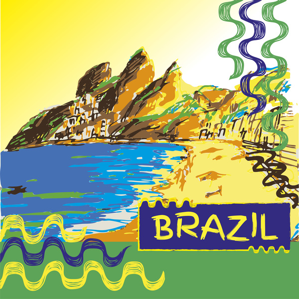 Brazilian scenery hand drawing vectors 03