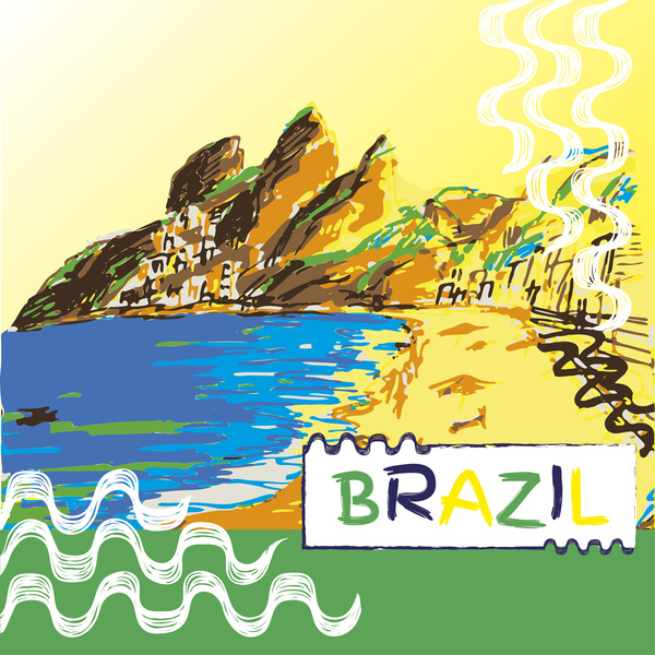 Brazilian scenery hand drawing vectors 04