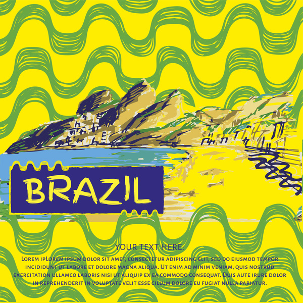 Brazilian scenery hand drawing vectors 05