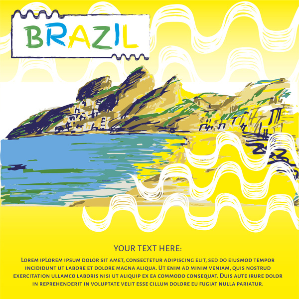 Brazilian scenery hand drawing vectors 06