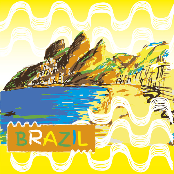 Brazilian scenery hand drawing vectors 07