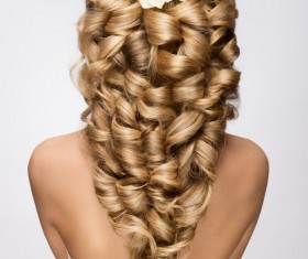 Bride big hair perm hair style Stock Photo