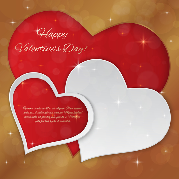 Bright valentines day card with heart vectors