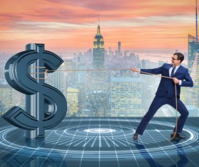 Businessmen save the dollar Stock Photo 01