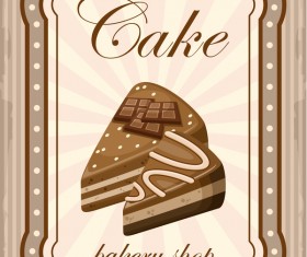 Cake with bakery shop retor poster vector 02