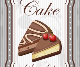 Cake with bakery shop retor poster vector 04