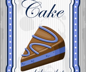 Cake with bakery shop retor poster vector 05