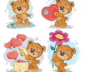 Cartoon teddy bears head drawing vector 01