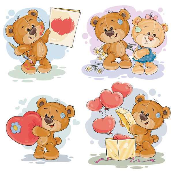 Cartoon teddy bears head drawing vector 02 free download