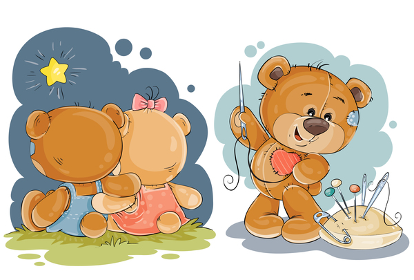 Cartoon teddy bears head drawing vector 03 free download