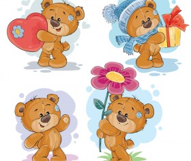 Cartoon teddy bears head drawing vector 04