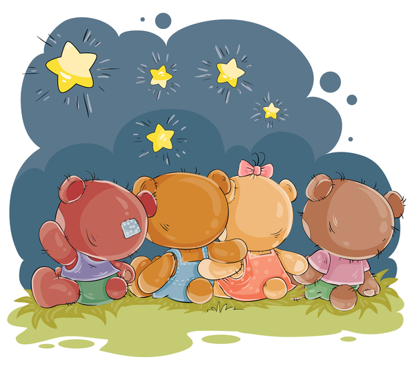 Cartoon teddy bears head drawing vector 05