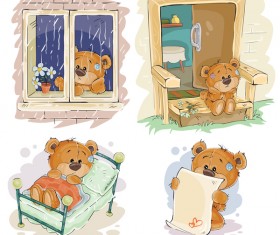 Cartoon teddy bears head drawing vector 06