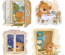 Cartoon teddy bears head drawing vector 07