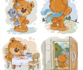 Cartoon teddy bears head drawing vector 09