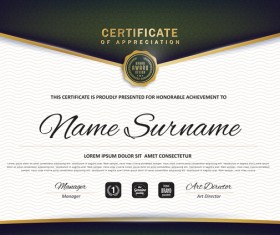 Certificate with diploma template luxury vector material 01