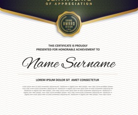 Certificate with diploma template luxury vector material 02
